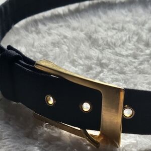 Made in Italy Black Canvass Belt with Gold Buckle